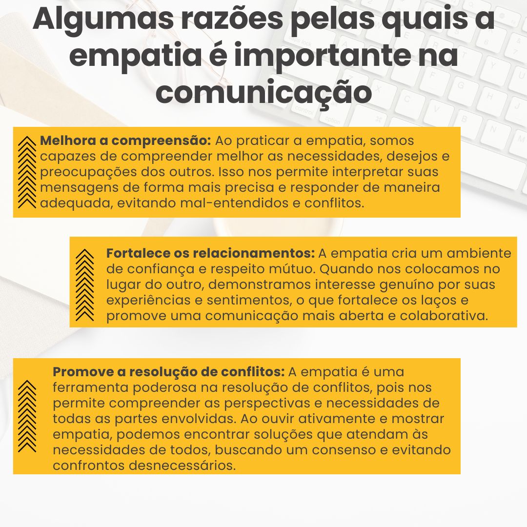 Razões da importância da empatia nas comunicações.